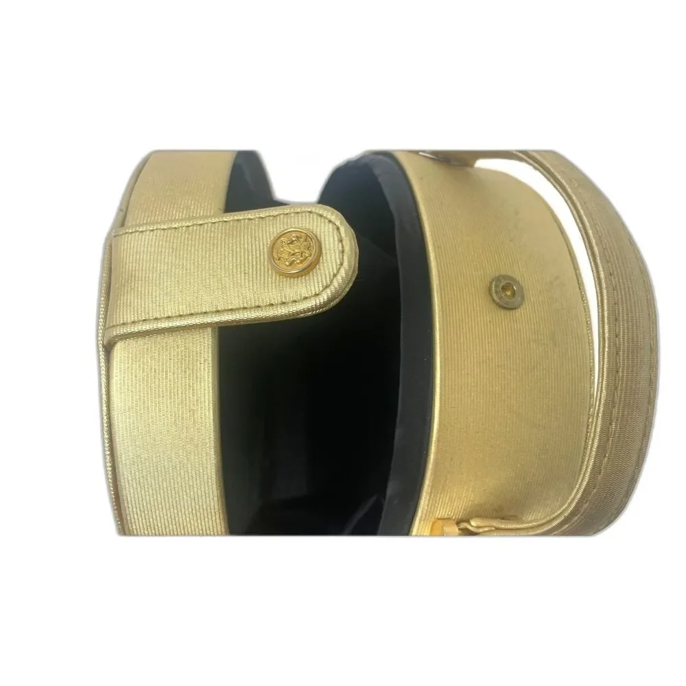 VINTAGE GIORGIO BEVERLY HILLS GOLD ROUND CLUTCH PURSE WITH SNAP CLOSURE